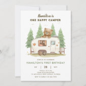 One Happy Camper Beer Verjaardagsuitnodiging 3 Kaart (Voorkant)