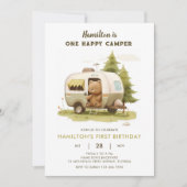One Happy Camper Beer Verjaardagsuitnodiging 5 Kaart (Voorkant)