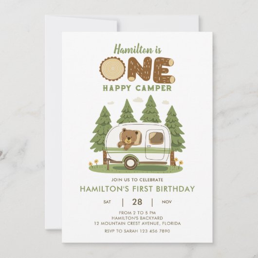 One Happy Camper Beer Verjaardagsuitnodiging Kaart (Voorkant)