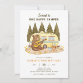 One Happy Camper Beer Verjaardagsuitnodiging Kaart (Voorkant)