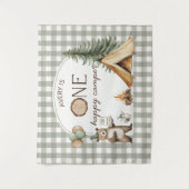 One Happy Camper Birthday Banner Backdrop  Wandkleed (Voorkant)