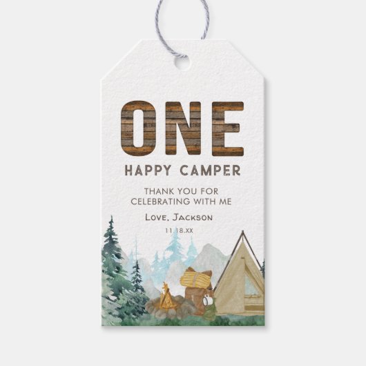 One Happy Camper Birthday Favor Cadeaulabel (Voorkant)