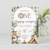 One Happy Camper Birthday Invitation Camping 1st Kaart (Staand voorkant)
