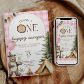 One Happy Camper Birthday Invitation Camping 1st  Kaart