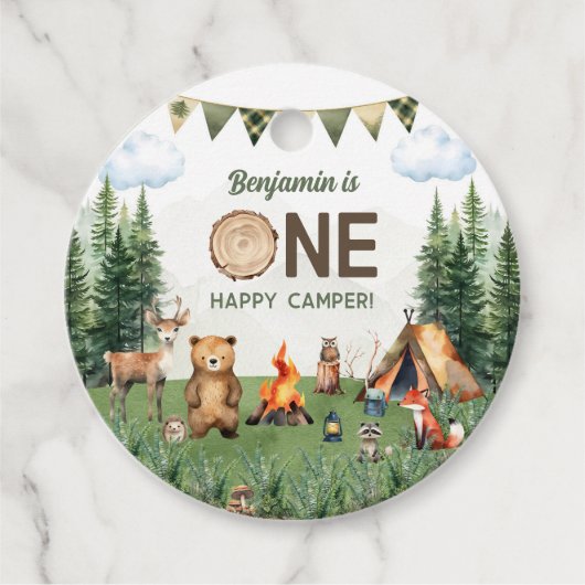 One Happy Camper Birthday Party Bedankjes Labels (Voorkant)