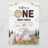 One Happy Camper Boy 1st Birthday Party Kaart (Voorkant)