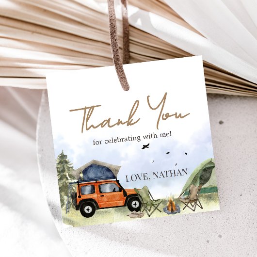 One Happy Camper Camping Boy Birthday Bedankjes Labels