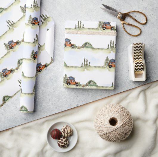 One Happy Camper Camping Boy Birthday Cadeaupapier (Crafts)