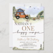 One Happy Camper Camping Boy Birthday Kaart (Voorkant)