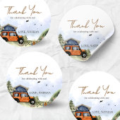 One Happy Camper Camping Boy Birthday Ronde Sticker