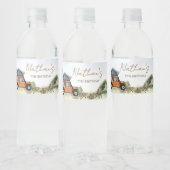 One Happy Camper Camping Boy Birthday Waterfles Etiket (Flessen)