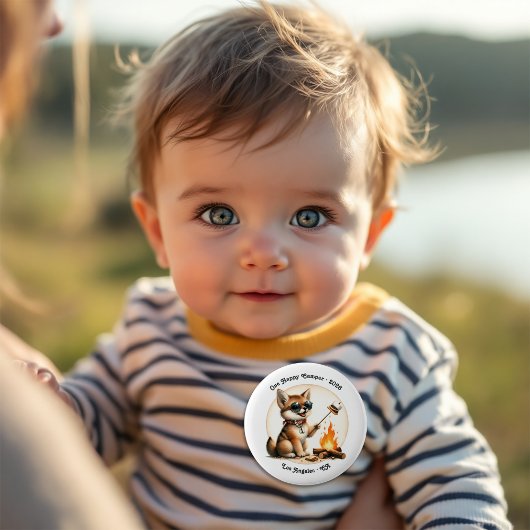 One Happy Camper Coyote Camping 1e verjaardag Ronde Button 5,7 Cm