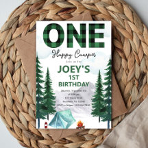 One Happy Camper First Birthday Invitation