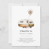 One Happy Camper First Birthday Invitation Kaart (Voorkant)