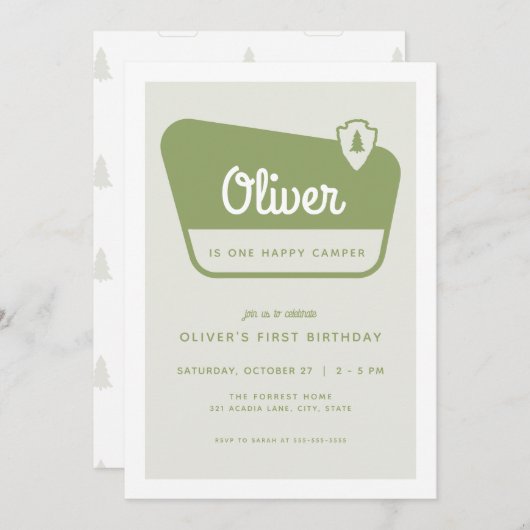 One Happy Camper National Park Uitnodiging voor ve (Voorkant / Achterkant)