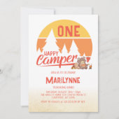 One Happy Camper Retro 1e Verjaardag Kaart (Voorkant)