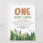 One Happy Camper Rustic Green Forest 1e Verjaardag Kaart (Voorkant)