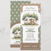 One Happy Camper Ticket Admit One Kaart (Voorkant / Achterkant)