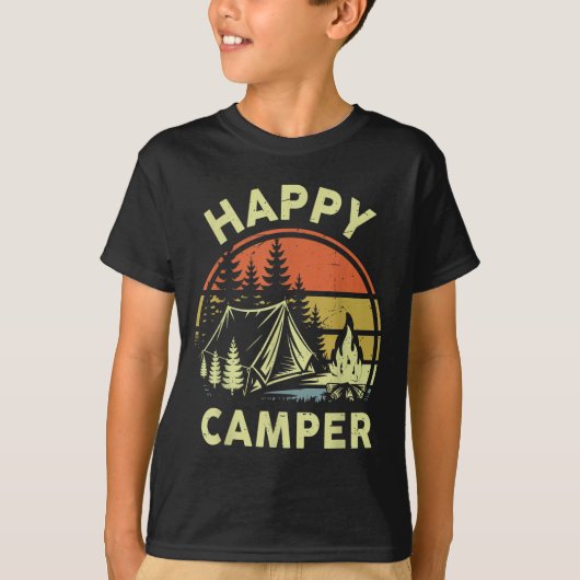 One Happy Camper Toddler Boy Funny Camng Campfire  T-shirt (Voorkant)