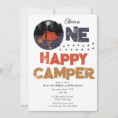 One Happy Camper Uitnodiging 1e Verjaardag Zomer (Voorkant)
