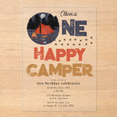 One Happy Camper Uitnodiging 1e Verjaardag Zomer (Voorkant)