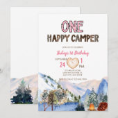 One Happy Camper | Uitnodiging tot kamperen van de (Voorkant / Achterkant)