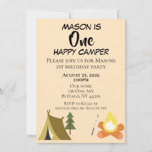 One Happy Camper Verjaardagsuitnodiging Kaart