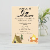 One Happy Camper Verjaardagsuitnodiging Kaart (Staand voorkant)