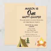 One Happy Camper Verjaardagsuitnodiging Kaart (Voorkant / Achterkant)