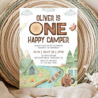 One Happy Camper Verjaardagsuitnodiging Kaart