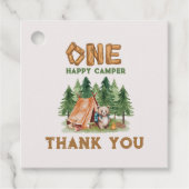 One Happy Camper Woodland Waterverf 1e Verjaardag Bedankjes Labels (Voorkant)