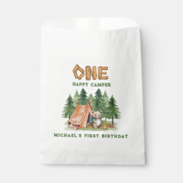 One Happy Camper Woodland Waterverf 1e Verjaardag Bedankzakje