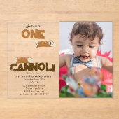 One Happy Cannoli Invite 1st  First Birthday Photo Acryl Uitnodigingen (Voorkant)