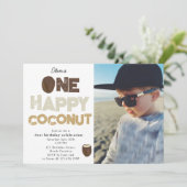 One Happy Coconut 1st Summer Birthday Photo Kaart (Staand voorkant)