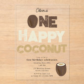 One Happy Coconut Invite 1st Summer Birthday Acryl Uitnodigingen (Voorkant)