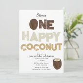 One Happy Coconut Invite 1st Summer Birthday Kaart (Staand voorkant)