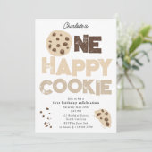 One Happy Cookie Invite 1st First Birthday Cute Kaart (Staand voorkant)