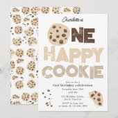 One Happy Cookie Invite 1st First Birthday Cute Kaart (Voorkant / Achterkant)