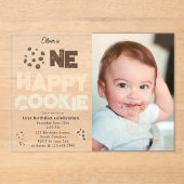 One Happy Cookie Invite 1st First Birthday Photo Acryl Uitnodigingen (Voorkant)