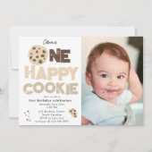 One Happy Cookie Invite 1st  First Birthday Photo Kaart (Voorkant)