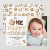 One Happy Cookie Invite 1st First Birthday Photo Kaart (Voorkant / Achterkant)