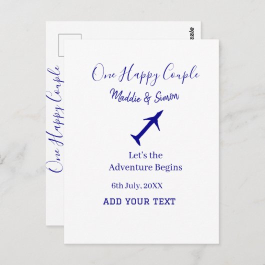 One happy Couple Let's Adventure begint bruiloft c Briefkaart (Voorkant / Achterkant)