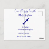 One happy Couple Let's Adventure begint bruiloft c Briefkaart (Achterkant)
