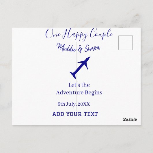 One happy Couple Let's Adventure begint bruiloft c Briefkaart (Achterkant)