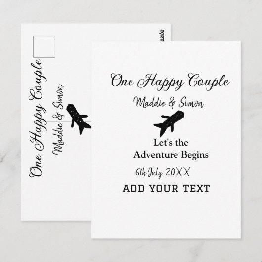 One happy Couple Let's Adventure begint bruiloft c Briefkaart (Voorkant / Achterkant)