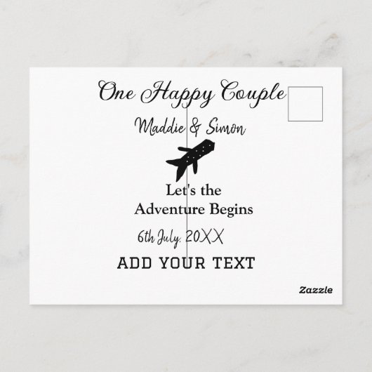 One happy Couple Let's Adventure begint bruiloft c Briefkaart (Achterkant)