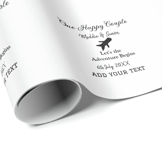 One happy Couple Let's Adventure begint bruiloft c Cadeaupapier (Rol Hoek)