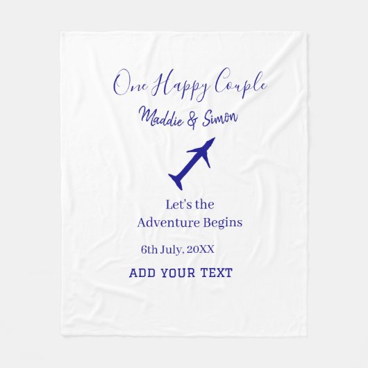 One happy Couple Let's Adventure begint bruiloft c Fleece Deken (Voorkant)