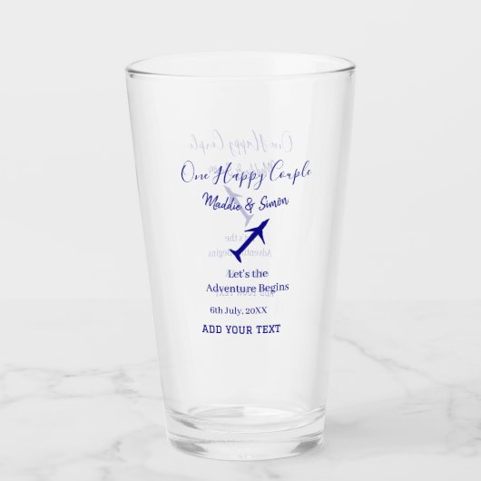 One happy Couple Let's Adventure begint bruiloft c Glas (Voorkant)