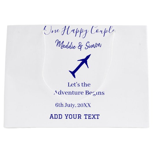 One happy Couple Let's Adventure begint bruiloft c Groot Cadeauzakje (Voorkant)